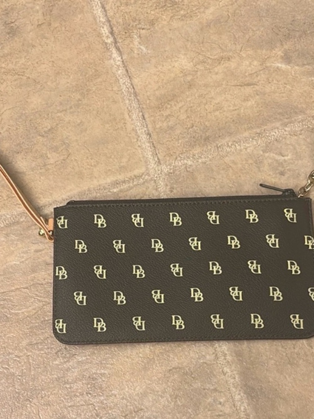 Dooney & Bourke Brown Logo Wristlet with Gold Accents - Picture 2 of 5